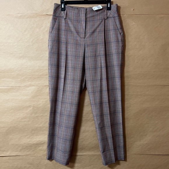 Olivia Palermo | NWT Plaid Trousers High Waisted Pants Auburn Size 10 - Picture 1 of 10